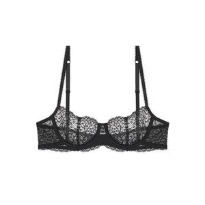 Journelle NWT Allegra Dainty Delicate Lace Balconette Bra Black Designer Lingeri